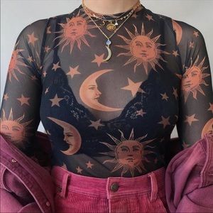 Sun moon mesh top